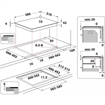 Indukcinė kaitlentė WHIRLPOOL AKT 801/NE — 4 zonos 60 cm, jutiklinis valdymas, juoda stiklo keramika