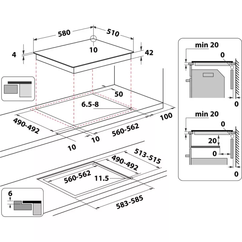 Indukcinė kaitlentė WHIRLPOOL AKT 801/NE — 4 zonos 60 cm, jutiklinis valdymas, juoda stiklo keramika