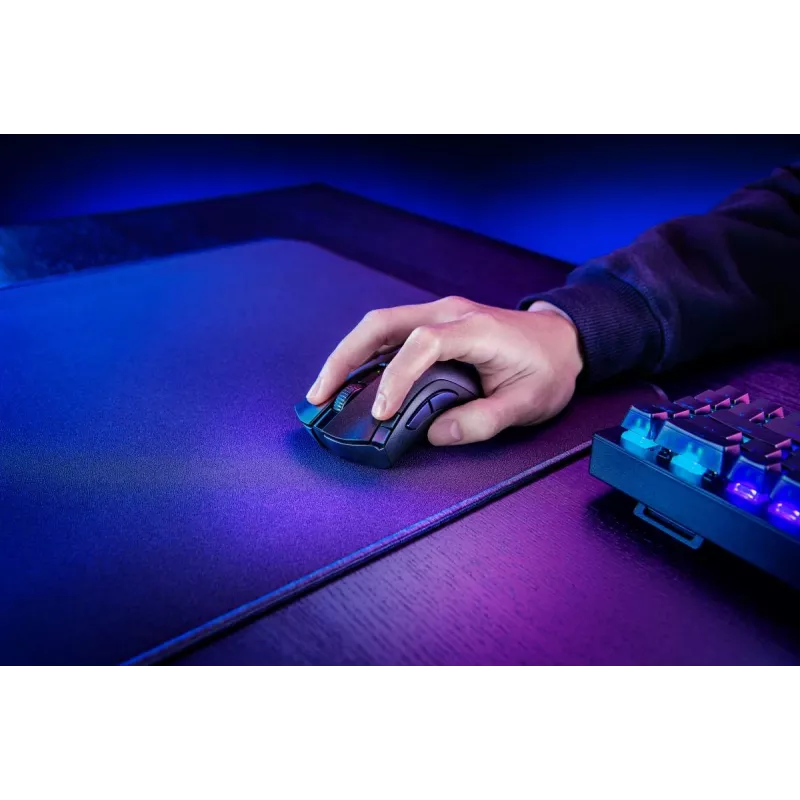 Žaidimų pelė Razer DeathAdder V2 X HyperSpeed – dešinei rankai, belaidė 2.4 GHz/Bluetooth, 14 000 DPI, 7 mygtukai, AA baterija, 103 g, juoda