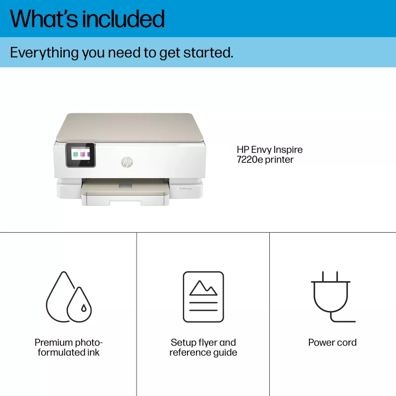 HP ENVY Inspire 7220e Daugiafunkcis belaidis spausdintuvas, kopijavimo aparatas, skaitytuvas, spalvotas, rašalinis, Instant Ink
