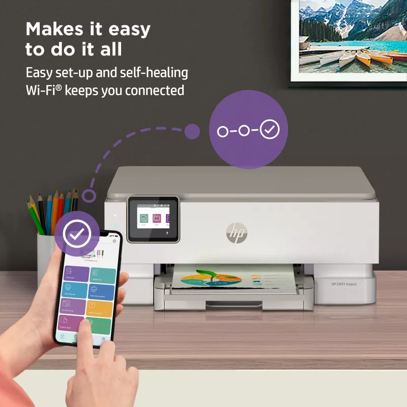 HP ENVY Inspire 7220e Daugiafunkcis belaidis spausdintuvas, kopijavimo aparatas, skaitytuvas, spalvotas, rašalinis, Instant Ink