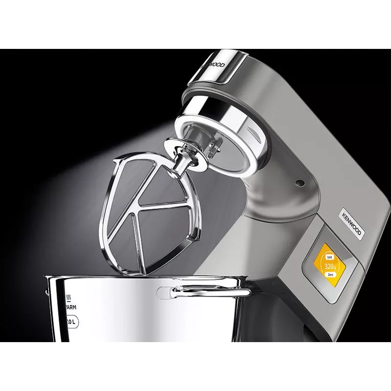 Kenwood KWL90.004SI Titanium Chef Patissier XL stovimas maišytuvas – 1400 W, 7 L nerūdijančio plieno dubuo, lietimui jautrus valdymas, įmontuotos svarstyklės, sidabrinis
