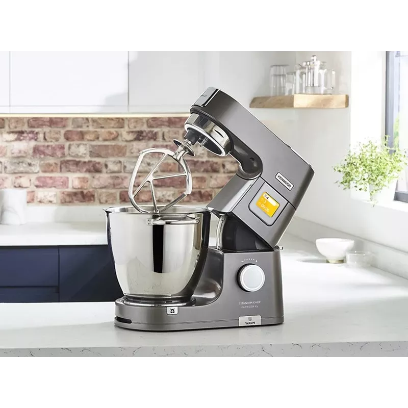 Kenwood KWL90.004SI Titanium Chef Patissier XL stovimas maišytuvas – 1400 W, 7 L nerūdijančio plieno dubuo, lietimui jautrus valdymas, įmontuotos svarstyklės, sidabrinis