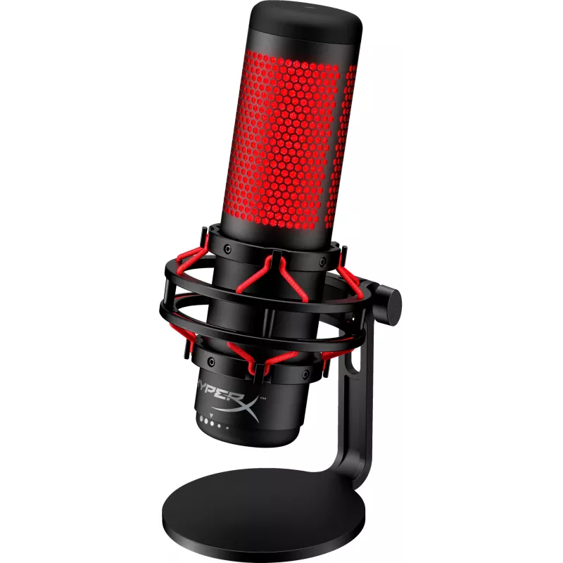 HyperX QuadCast USB mikrofonas (juodas-raudonas) - raudonas apšvietimas