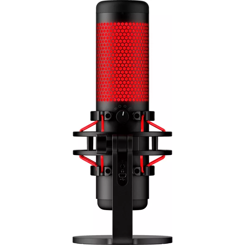 HyperX QuadCast USB mikrofonas (juodas-raudonas) - raudonas apšvietimas