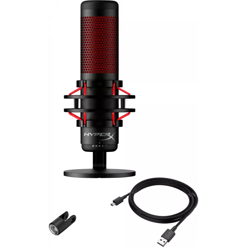 HyperX QuadCast USB mikrofonas (juodas-raudonas) - raudonas apšvietimas
