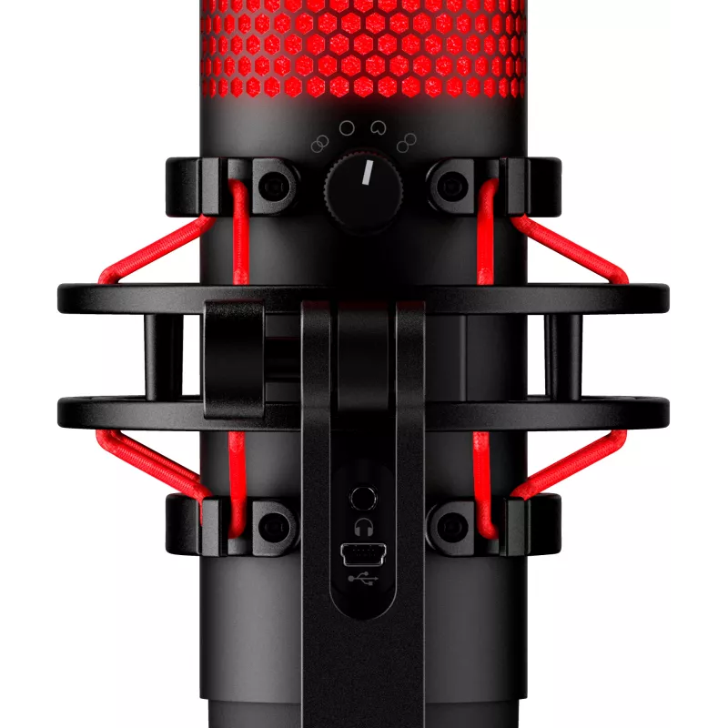 HyperX QuadCast USB mikrofonas (juodas-raudonas) - raudonas apšvietimas