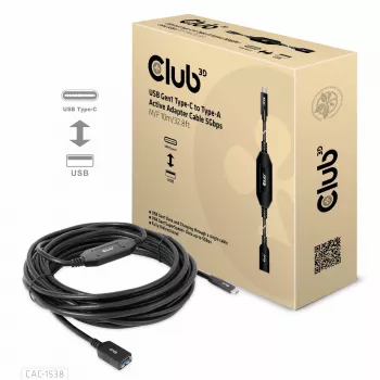 CLUB3D USB Gen1 Type-C į Type-A aktyvus adapterio kabelis 5Gbps M/F 10m/32.8ft