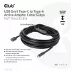 Club 3D CAC-1538 USB-C į USB-A aktyvus kabelis, USB 3.2 Gen1 5 Gbps, kištukas/lizdas, 10 m, juodos spalvos
