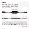 Club 3D CAC-1538 USB-C į USB-A aktyvus kabelis, USB 3.2 Gen1 5 Gbps, kištukas/lizdas, 10 m, juodos spalvos