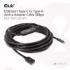 Club 3D CAC-1538 USB-C į USB-A aktyvus kabelis, USB 3.2 Gen1 5 Gbps, kištukas/lizdas, 10 m, juodos spalvos