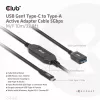 Club 3D CAC-1538 USB-C į USB-A aktyvus kabelis, USB 3.2 Gen1 5 Gbps, kištukas/lizdas, 10 m, juodos spalvos