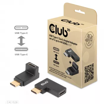USB-C Gen2 kampinis adapterių rinkinys 2 vnt. CLUB3D CAC-1528 – USB-C į USB-C, palaiko 4K@120Hz