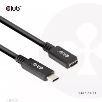 CLUB3D USB Gen1 tipo C ilginimo kabelis 5Gbps 60W(20V/3A) 4K60Hz M/F 2m