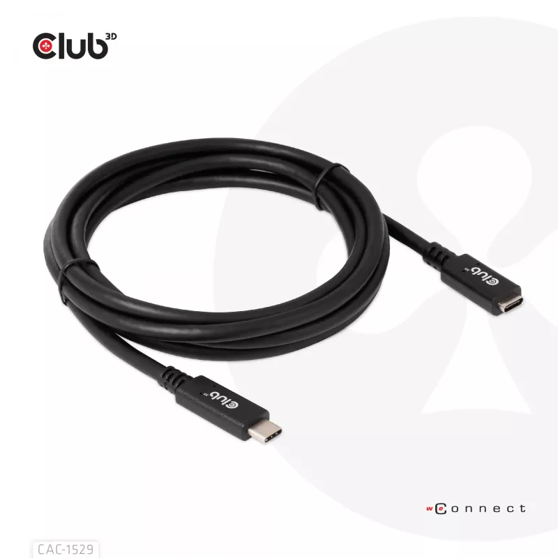 CLUB3D USB Gen1 tipo C ilginimo kabelis 5Gbps 60W(20V/3A) 4K60Hz M/F 2m