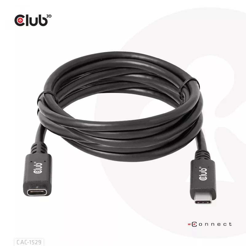 CLUB3D USB Gen1 tipo C ilginimo kabelis 5Gbps 60W(20V/3A) 4K60Hz M/F 2m