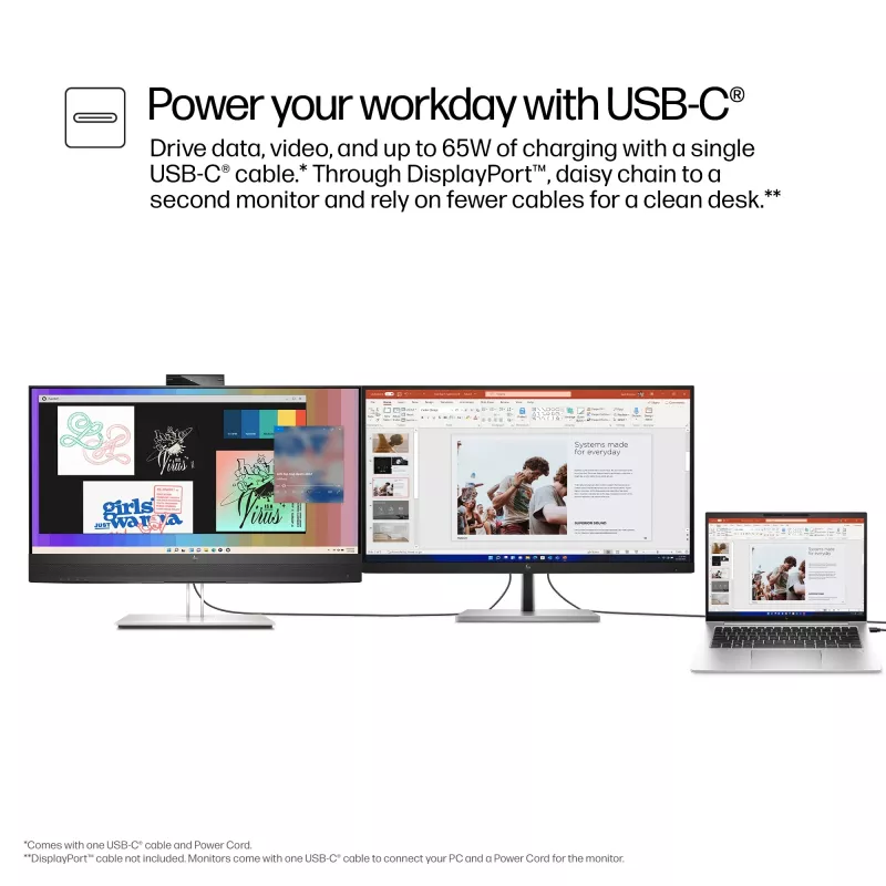 HP E-Series E27m G4 QHD USB-C konferencinis monitorius, 68.6 cm (27 col.), 2560 x 1440 pikseliai, Quad HD, LCD, 5 ms, juodas
