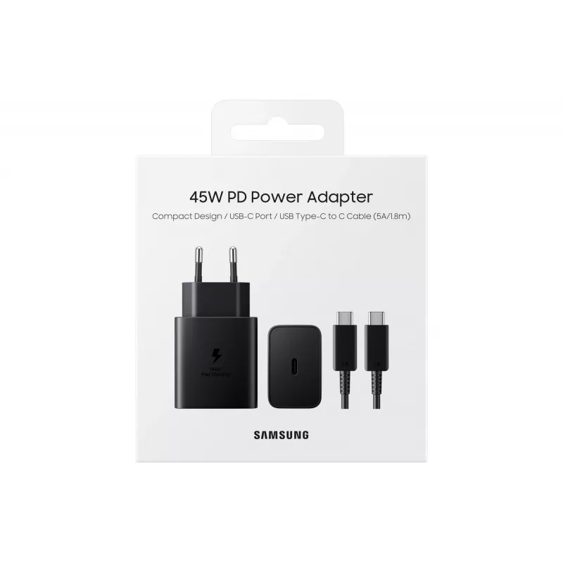 AC kroviklis Samsung EP-T4510 universalus greitasis krovimas 45W USB-C PD 3.0 juodas