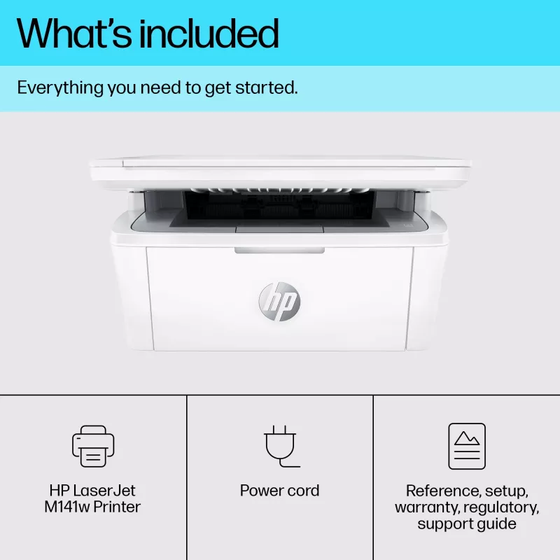 Daugiafunkcinis lazerinis spausdintuvas HP LaserJet MFP M140w — nespalvotas, 20 ppm, 600×600 DPI, A4, Wi‑Fi, Ethernet, baltas