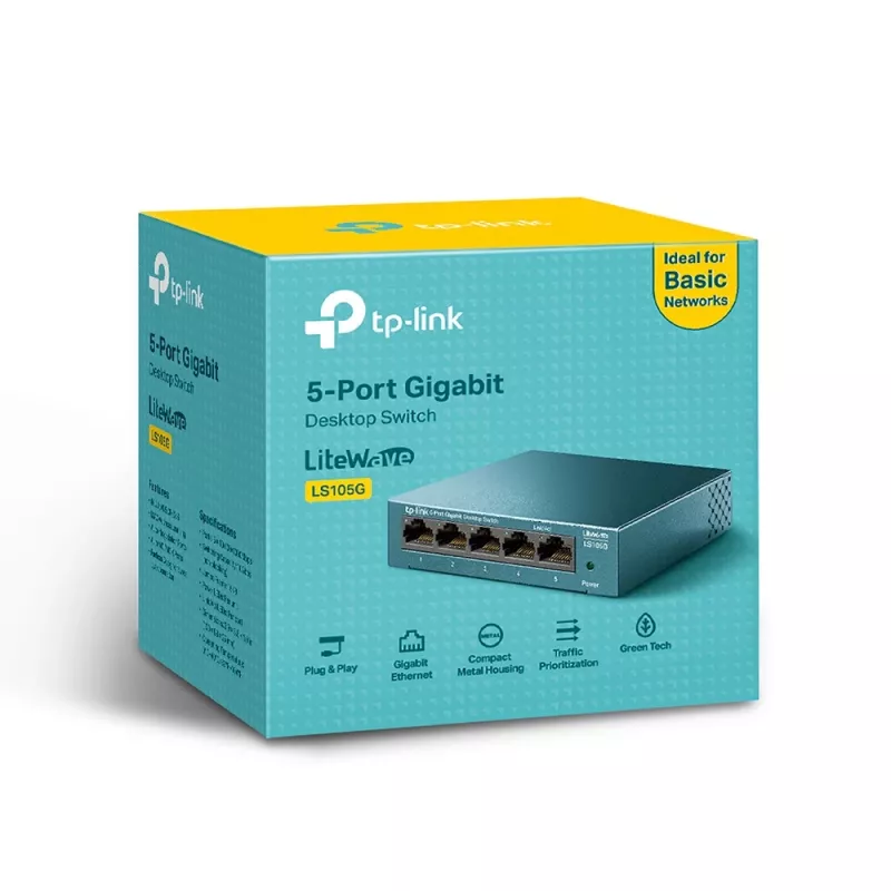 TP-Link LS105G 5 prievadų 10/100/1000Mbps darbalaukio tinklo jungiklis