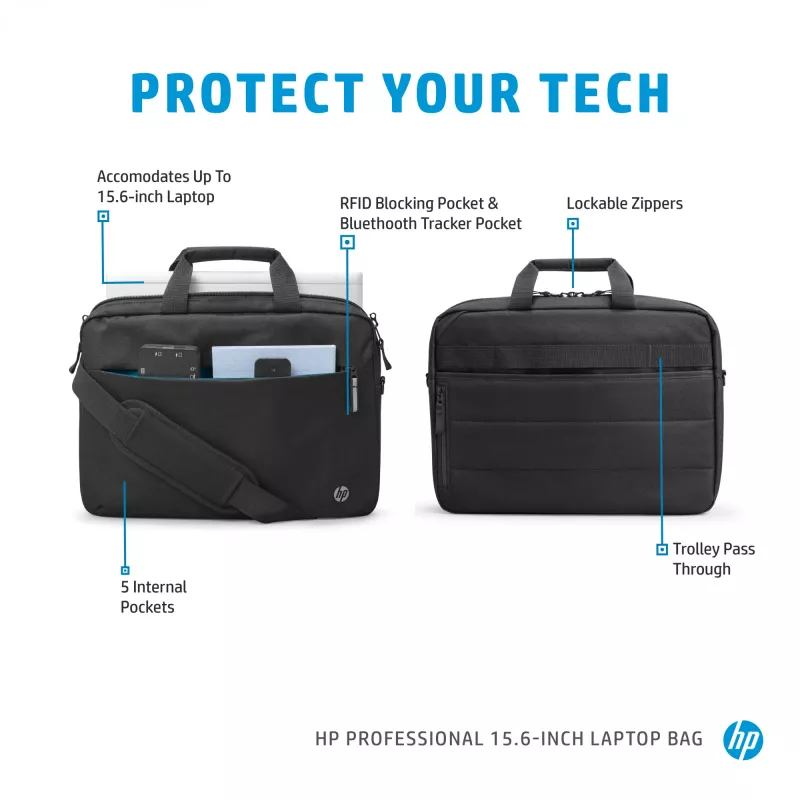Dėklas nešiojamam kompiuteriui HP Professional 15,6 col. portfelis monochromatinis