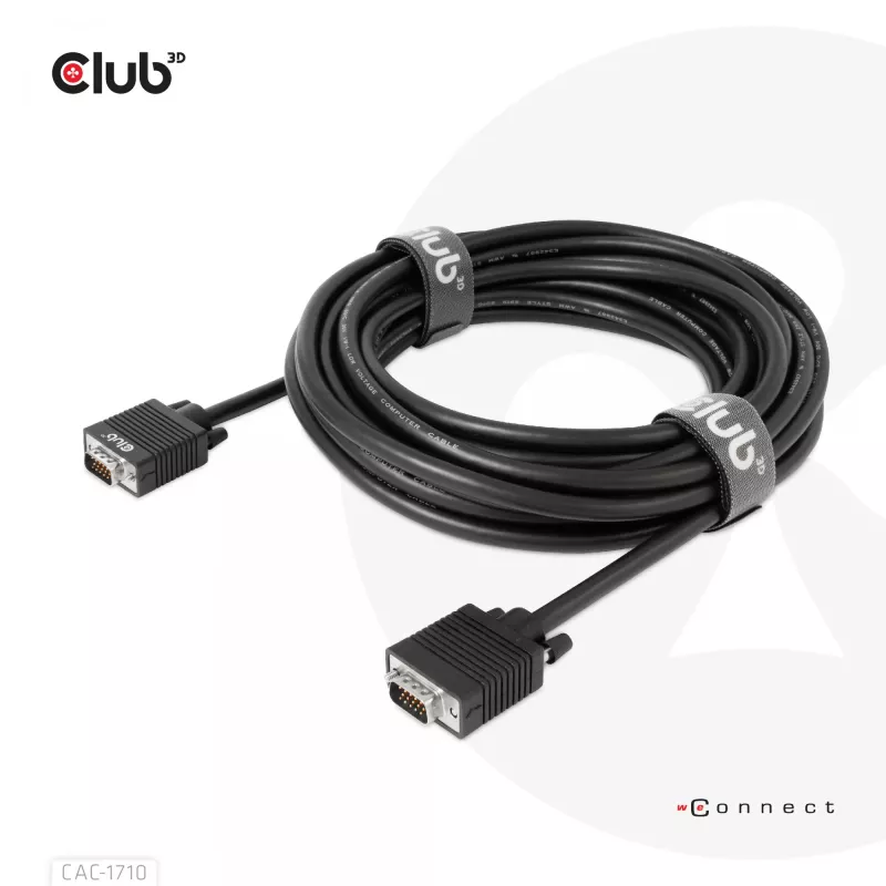 Club 3D CAC-1710 VGA kabelis HD-15 kištukas/kištukas, dvikryptis, 10 m, 1080p, juodos spalvos