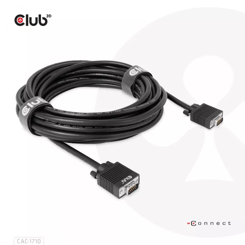 Club 3D CAC-1710 VGA kabelis HD-15 kištukas/kištukas, dvikryptis, 10 m, 1080p, juodos spalvos