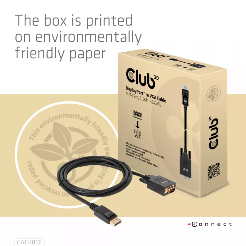Kabelis DisplayPort į VGA M/M CLUB3D CAC-1012 2m