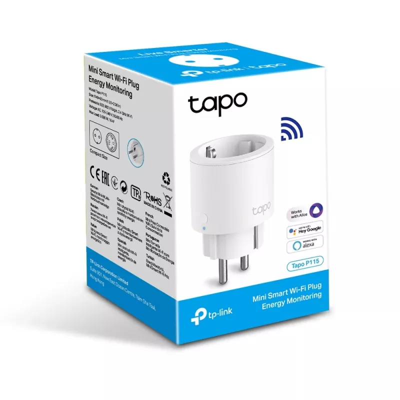 TP-Link Tapo P115 Mini išmanusis Wi-Fi kištukas su energijos stebėjimu, baltas