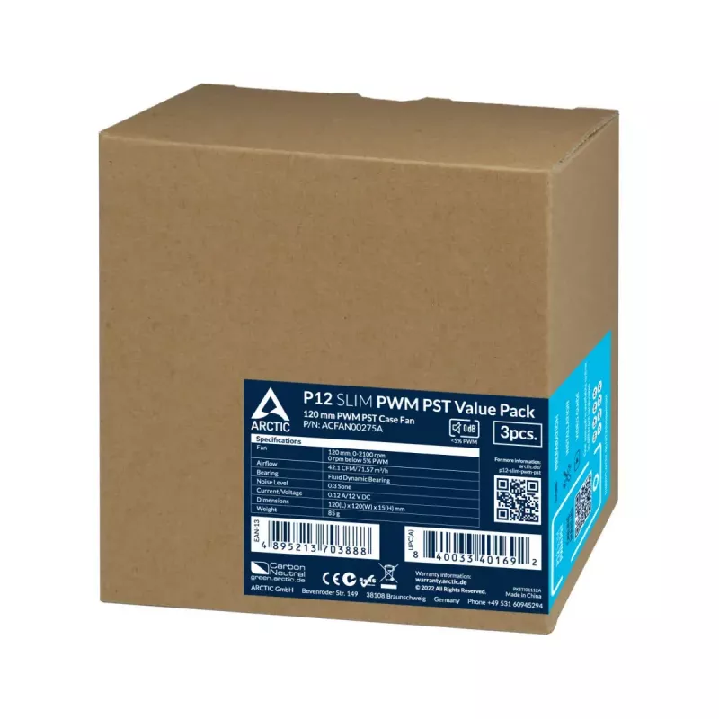 ARCTIC P12 Slim PWM PST slėgiui optimizuotas 120 mm PWM ventiliatorius su integruotu Y laidu