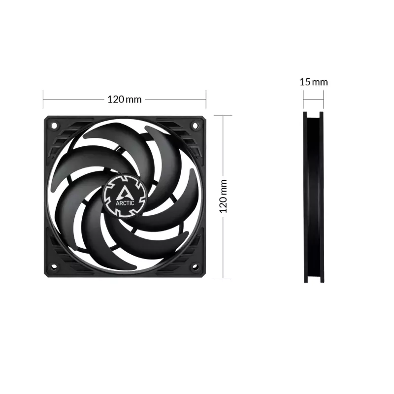 ARCTIC P12 Slim PWM PST slėgiui optimizuotas 120 mm PWM ventiliatorius su integruotu Y laidu