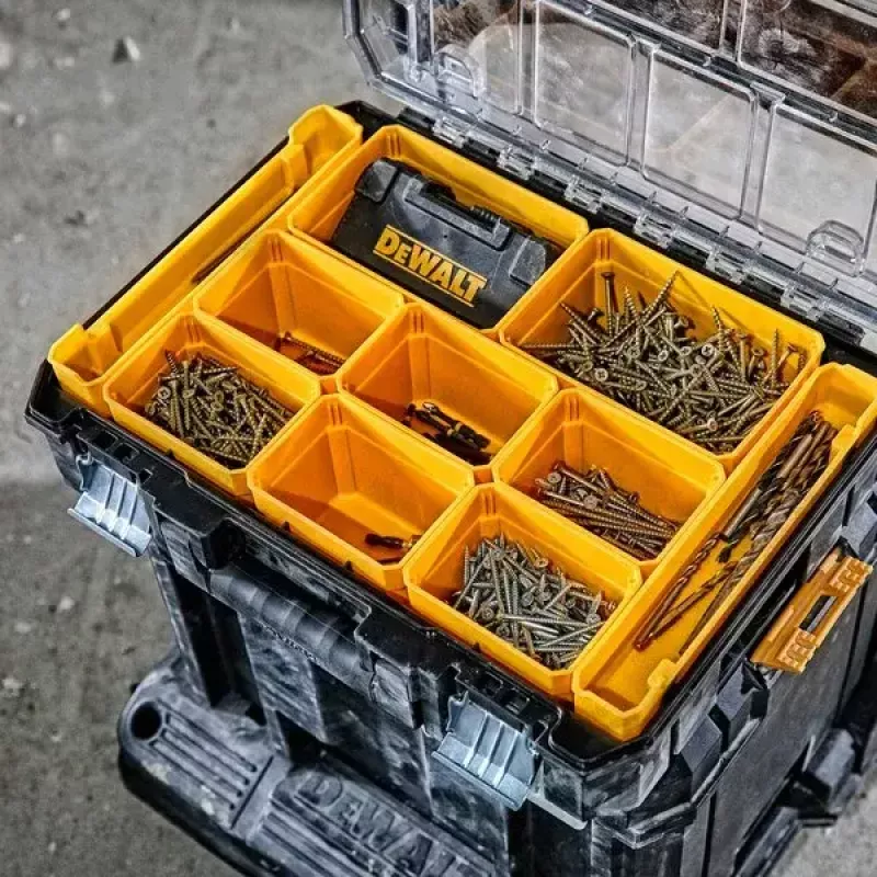 Įrankių dėklas DeWalt DWST82968-1, polikarbonatas, 7,8 l, užrakinamas, vandeniui atsparus, juodas