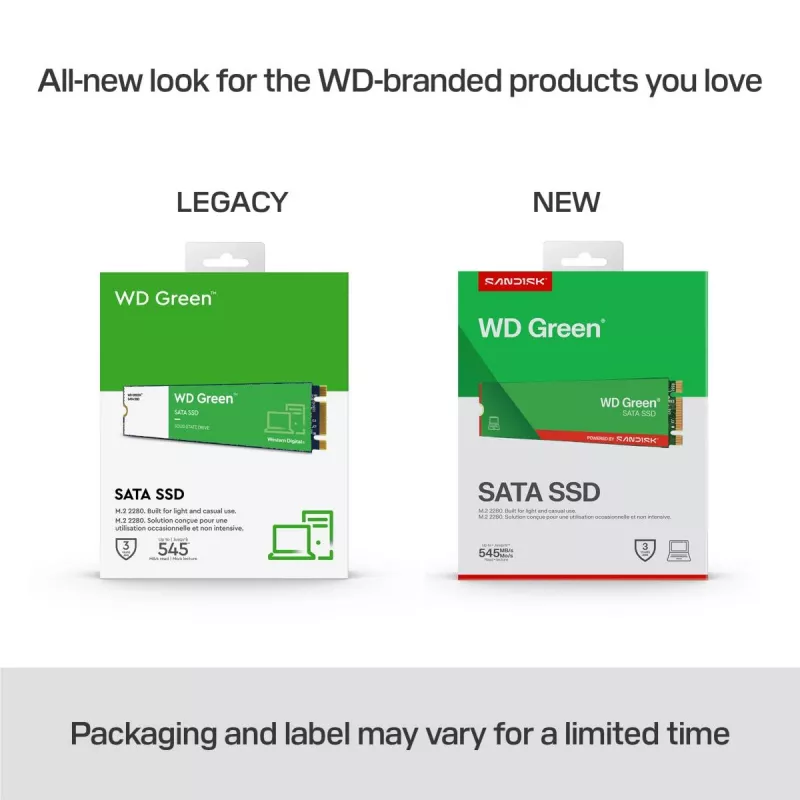 WESTERN DIGITAL SSD WD Green 480GB SATA 6Gb/s M.2 2280 MTTF 2.0M valandų