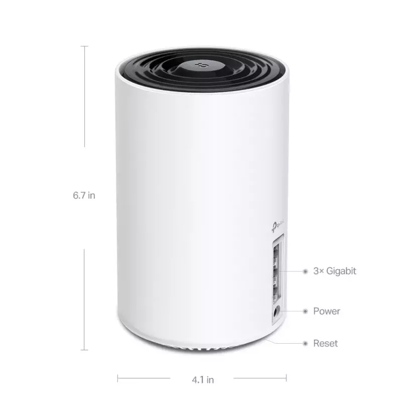 TP-Link Deco XE75 AXE5400 belaidžio tinklo maršrutizatorius, „Wi-Fi 6E“ sistema, trijų juostų 2.4/5/6 GHz, aprėptis iki 670 m², 3× LAN, 4 vidinės antenos