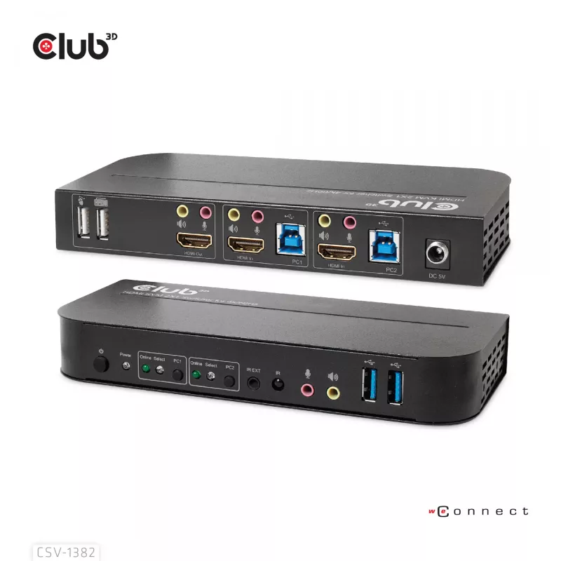KVM jungiklis CLUB3D CSV-1382 Dual HDMI 4K 60Hz USB