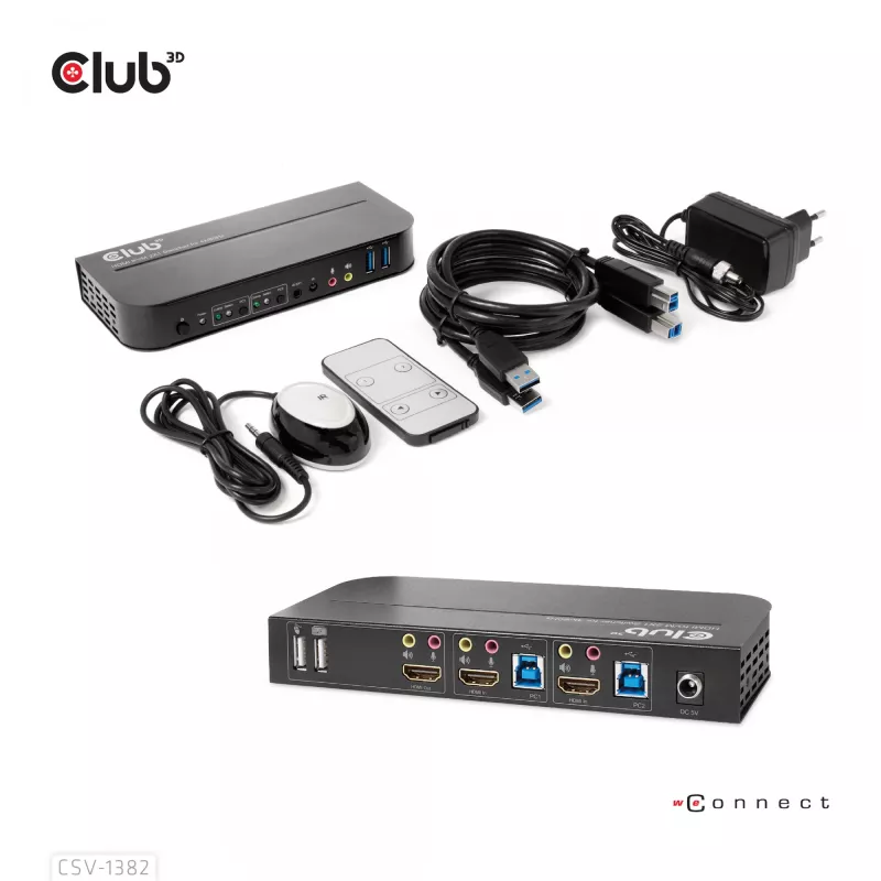 KVM jungiklis CLUB3D CSV-1382 Dual HDMI 4K 60Hz USB