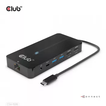 CLUB3D CSV-1595 7-in-1 Type-C stotelė su 2x HDMI, 2x USB Gen1 Type-A, 1x RJ45, 1x 3.5mm garsu, 1x USB Gen1 Type-C 100W PD