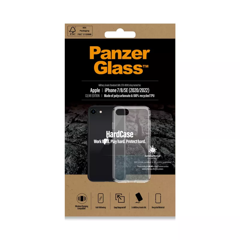 PanzerGlass® HardCase iPhone SE (2020/2022) | 7 | 8, Dėklas, Apple, Apple – iPhone SE 2022, Apple – iPhone SE 2020, Skaidrus
