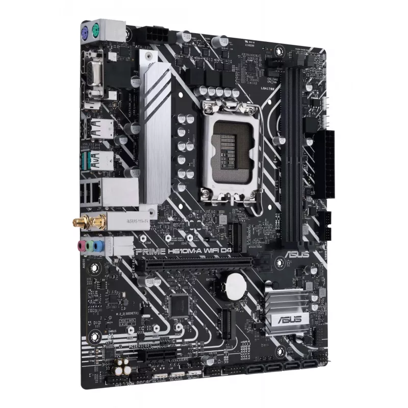 Motininė plokštė ASUS PRIME H610M-A WIFI D4 — Intel H610, LGA1700, micro ATX, DDR4, 2x DIMM, Wi‑Fi 5, Bluetooth 5.0, 2x M.2, HDMI 2.1, DP 1.4