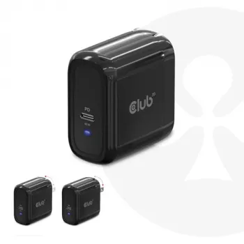CLUB3D Travel Charger 65W GAN technologija, vienas USB Type-C prievadas, Power Delivery 3.0 palaikymas