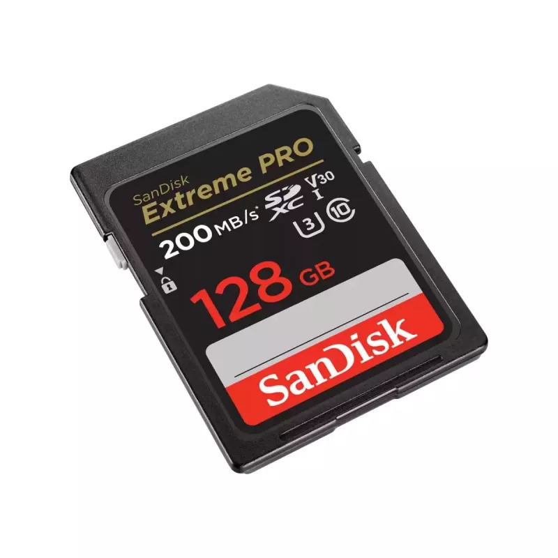„SanDisk Extreme PRO“ SDXC atminties kortelė 128 GB UHS-I U3 V30 — 200 MB/s skaitymo, 90 MB/s rašymo, 10 klasė