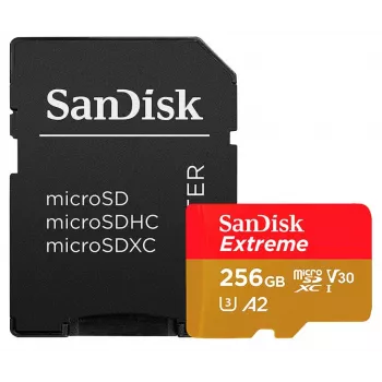 WESTERN DIGITAL Extreme PLUS Micro SDXC 256GB + SD adapter 200MB/s 140MB/s A2 C10 V30 UHS-I U3