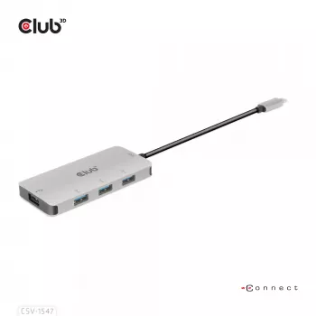 CLUB3D 4 prievadų USB-A šakotuvas USB-C – 10Gbps spartus duomenų perdavimas