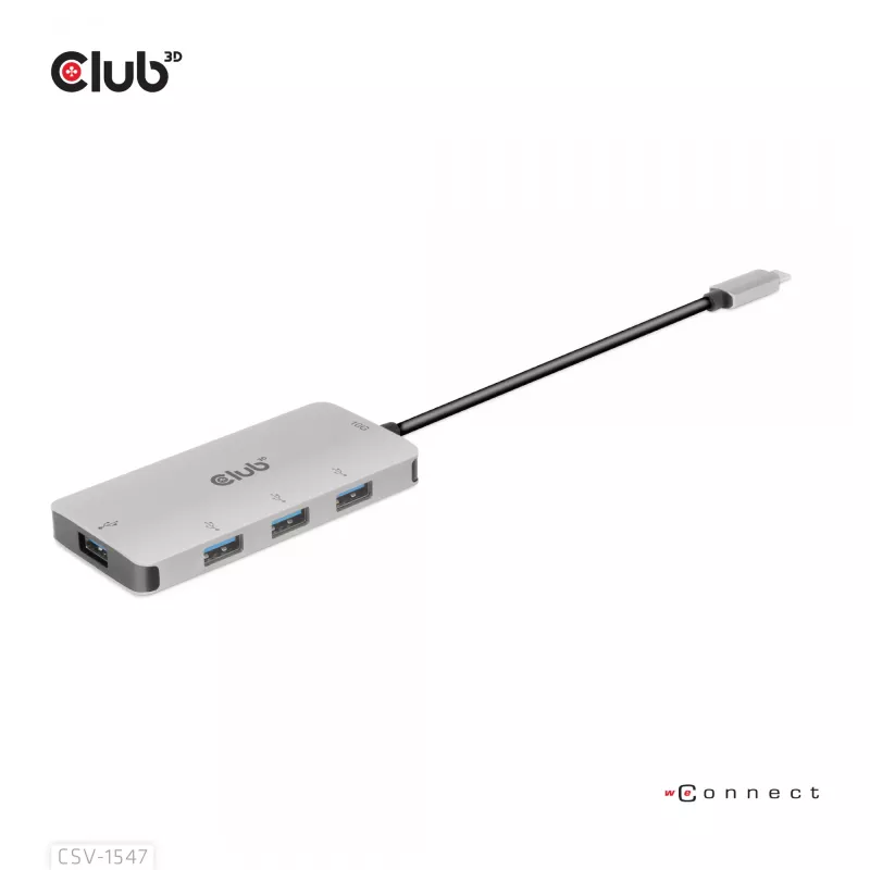CLUB3D 4 prievadų USB-A šakotuvas USB-C – 10Gbps spartus duomenų perdavimas