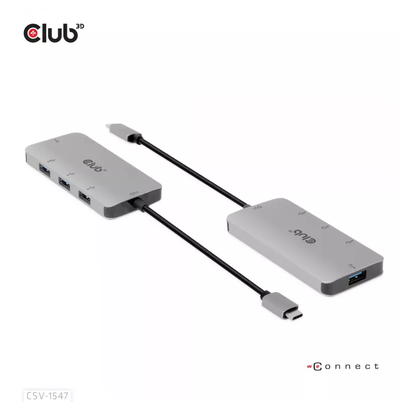 CLUB3D 4 prievadų USB-A šakotuvas USB-C – 10Gbps spartus duomenų perdavimas