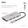 CLUB3D 4 prievadų USB-A šakotuvas USB-C – 10Gbps spartus duomenų perdavimas
