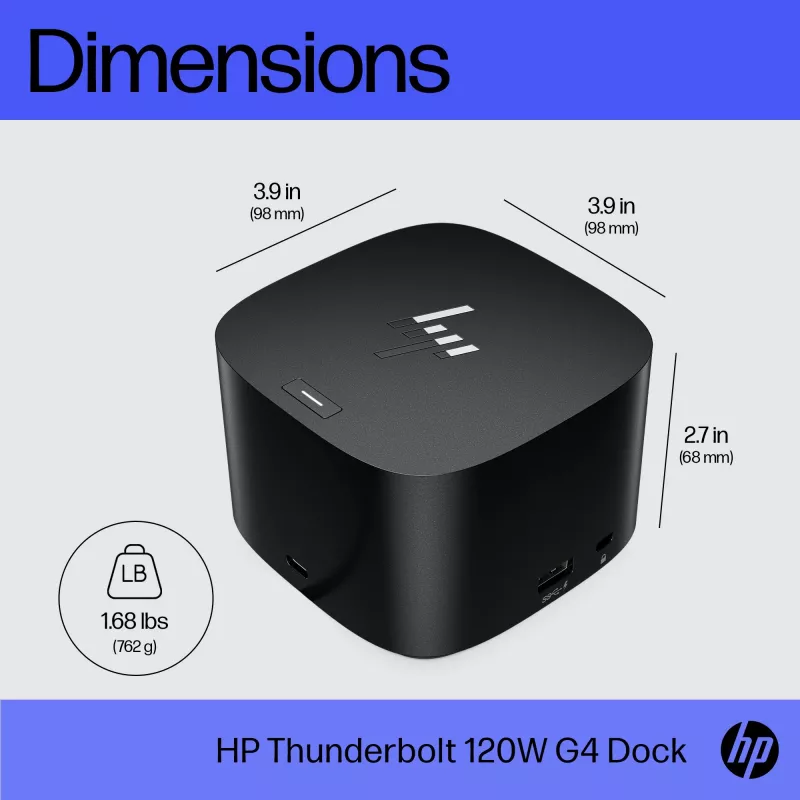 HP Thunderbolt Dock 120W G4, belaidė stotelė, Thunderbolt 4, juoda, Kensington, Kinija, Tailandas, Taivanas, verslui