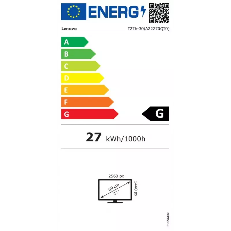 Monitorius Lenovo T27h-30 27 colių Quad HD LED juodas