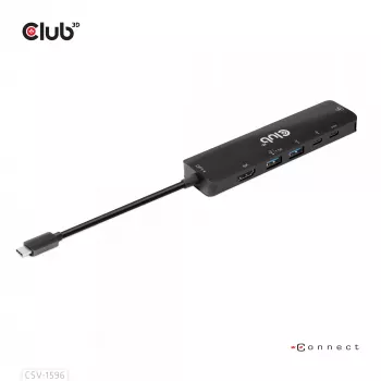 CLUB3D USB Gen1 Type-C, 6-in-1 Hub su HDMI 8K30Hz, 2xUSB Type-A, RJ45 ir 2xUSB Type-C, duomenims ir PD įkrovimui 100 W