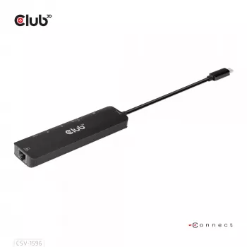 CLUB3D USB Gen1 Type-C, 6-in-1 Hub su HDMI 8K30Hz, 2xUSB Type-A, RJ45 ir 2xUSB Type-C, duomenims ir PD įkrovimui 100 W